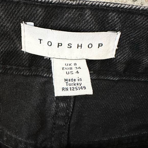 Topshop Grey Raw Edge Hem Denim Skirt w/ Tie Belt - Picture 5 of 6